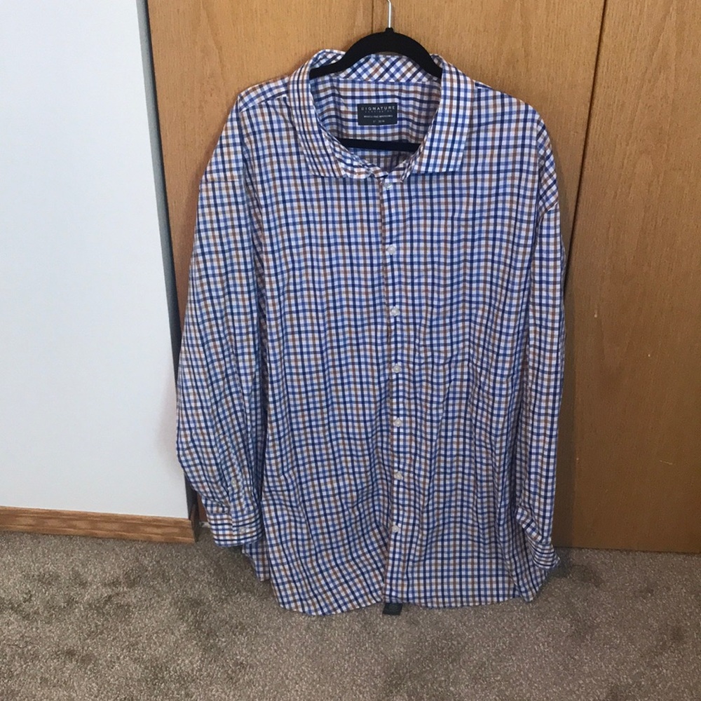 Plus size Mens plaid button up long sleeve shirt